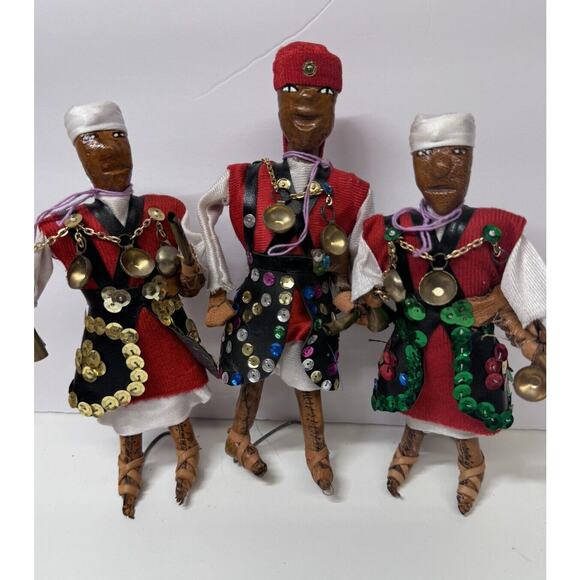 3 Vintage Moroccan Folk Art Doll, Handmade Leather Moroccan Doll- Beautiful-‎ - Picture 2 of 16